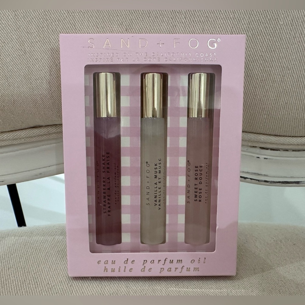 NWT Eau de  Set Strawberry Shake, Sweet Rose & Vanilla Musk Sand + Fog